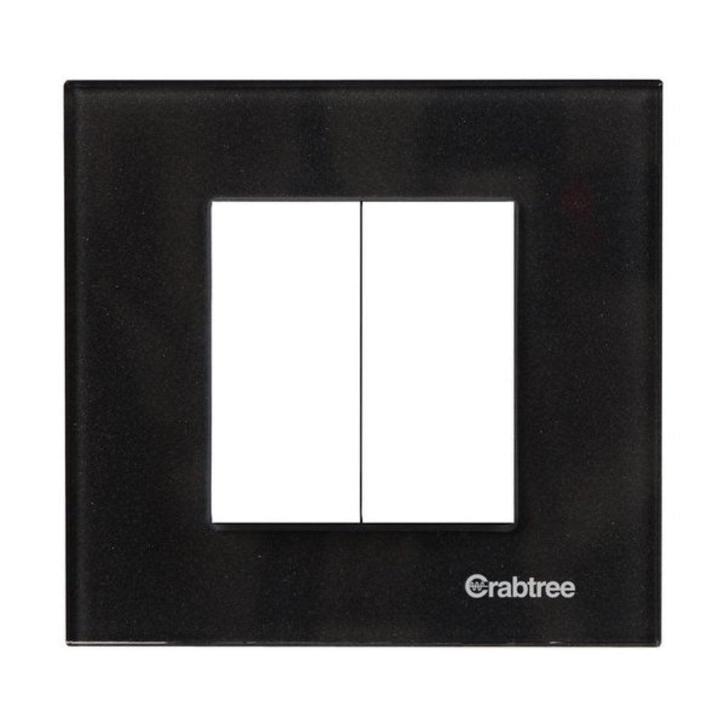 Crabtree Amare Glass Dazzle Black Combined Plate 2M ACNPGCBV02 