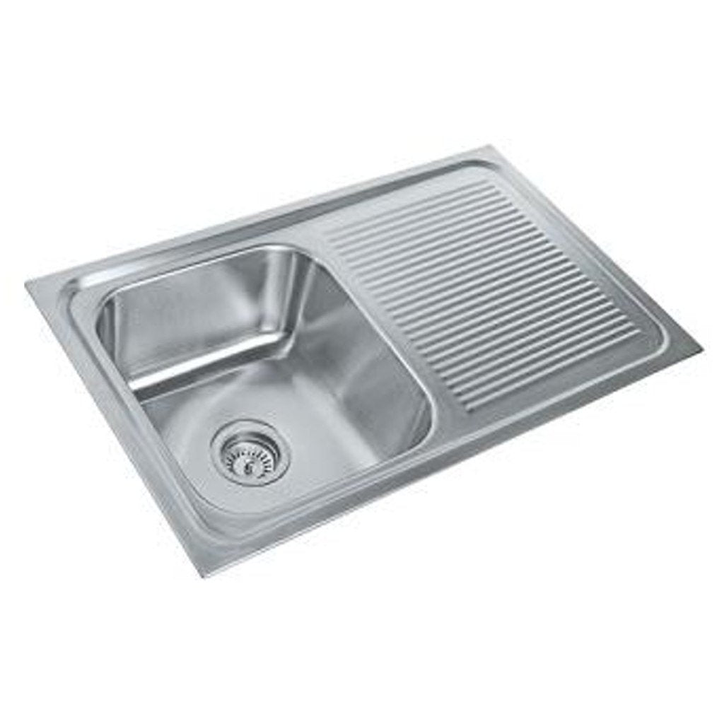 Parryware Coral Single Bowl With Drain Board Folded Edge Gloss Finish C855681 