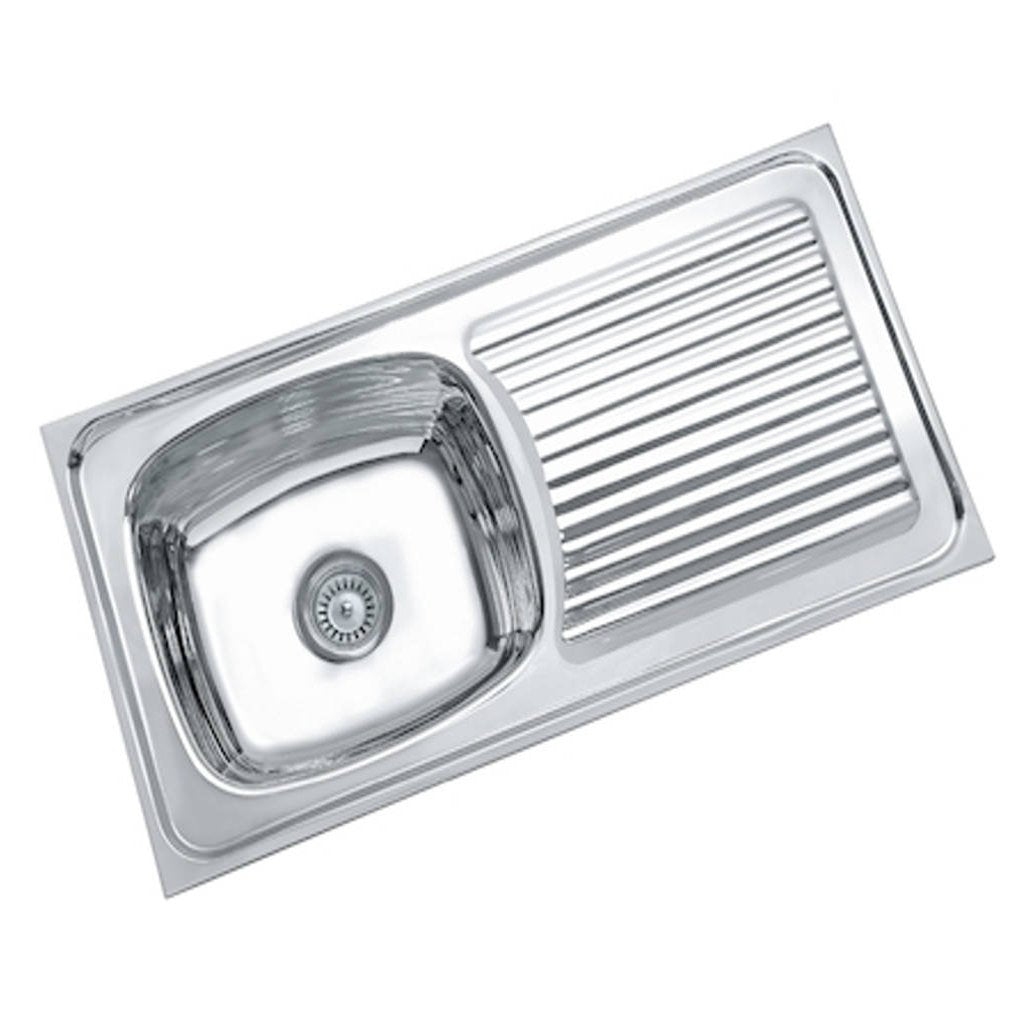 Parryware Coral Single Bowl With Drain Board Folded Edge Gloss Finish C853199 