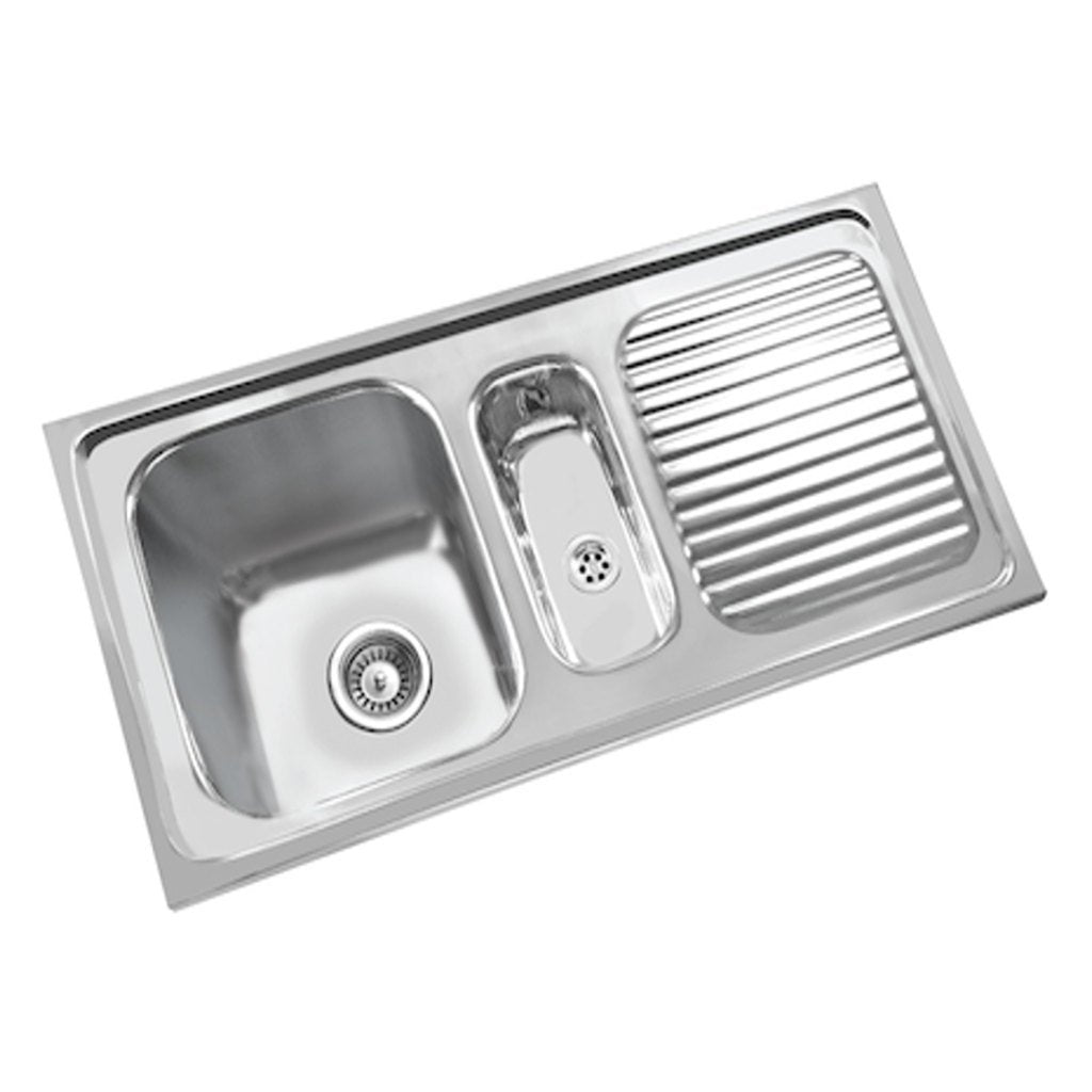 Parryware Coral Single Bowl With Vegetable Drain Board Folded Edge Gloss Finish C853099 
