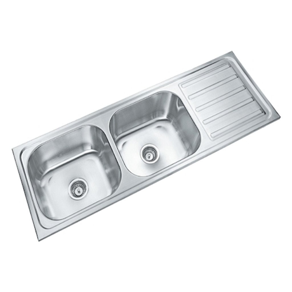Parryware Coral Double Bowl Sink With Drain Folded Edge Gloss Finish C856181 