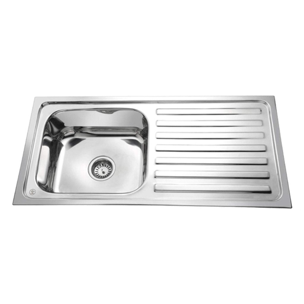 Parryware Eco Single Bowl With Big Drain Board Flat Edge Gloss Finish C856871 