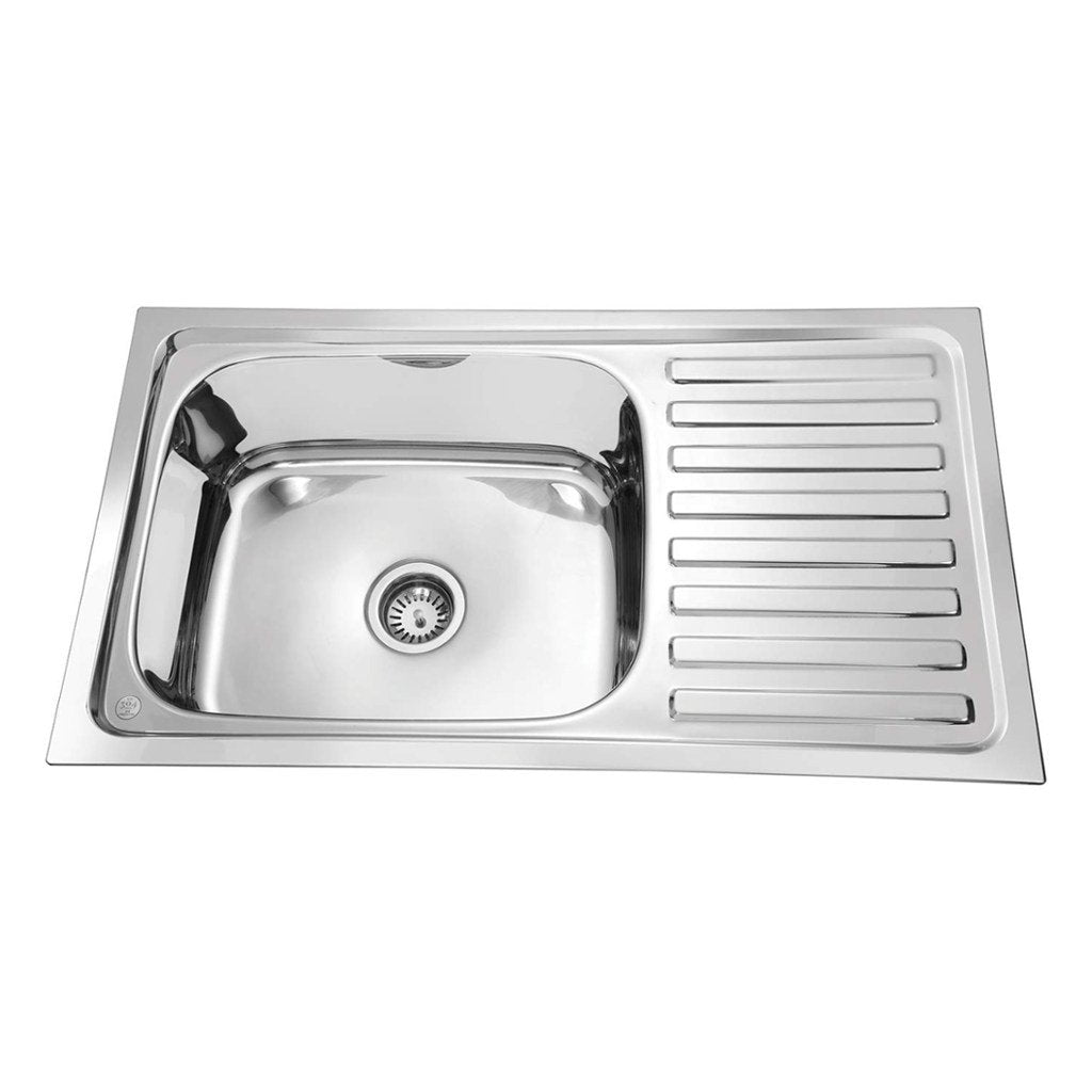 Parryware Eco Single Bowl With Big Drain Board Folded Edge Gloss Finish C857381 